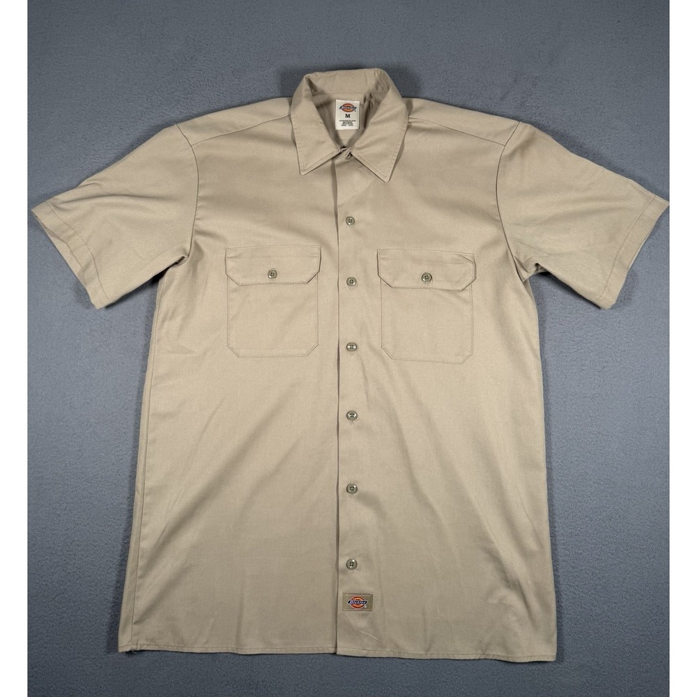 Dickies 1574 Short Sleeve Work Shirt Khaki Beige Size M 1574DS W916D6P